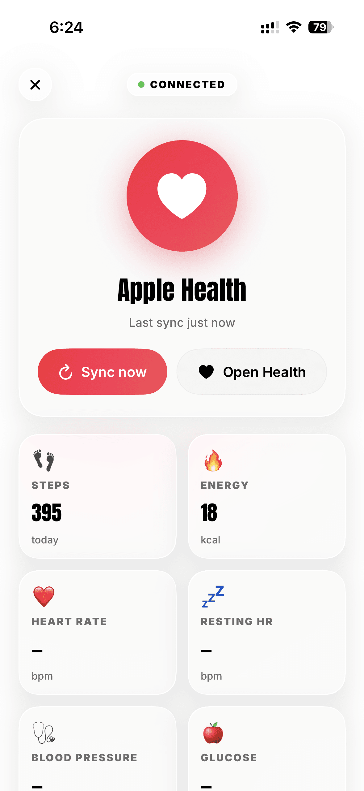 Seamlessly synced with Apple Health